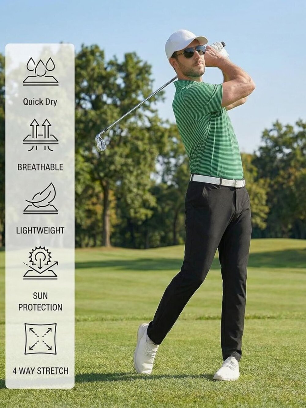 Mens Multicolor Polo Quick Dry Short Sleeve Golf Tee Moisture Wick Shirts - Picture 5 of 6